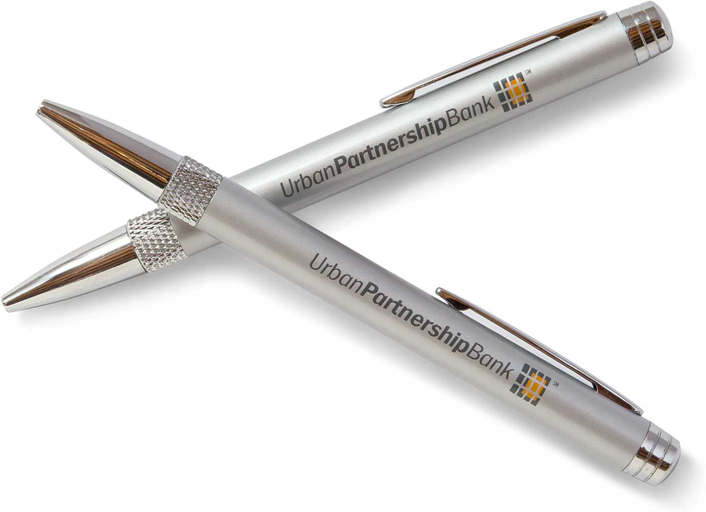 urban-partnership-bank_pens.jpg Art Direction by: Bart Crosby, Crosby Associates